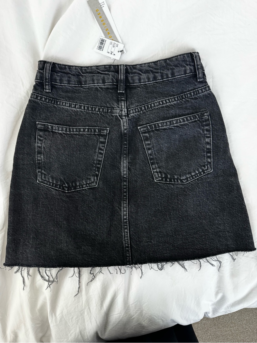 NWT Topshop Black Washed Denim A-Line Mini Skirt - Picture 2 of 4